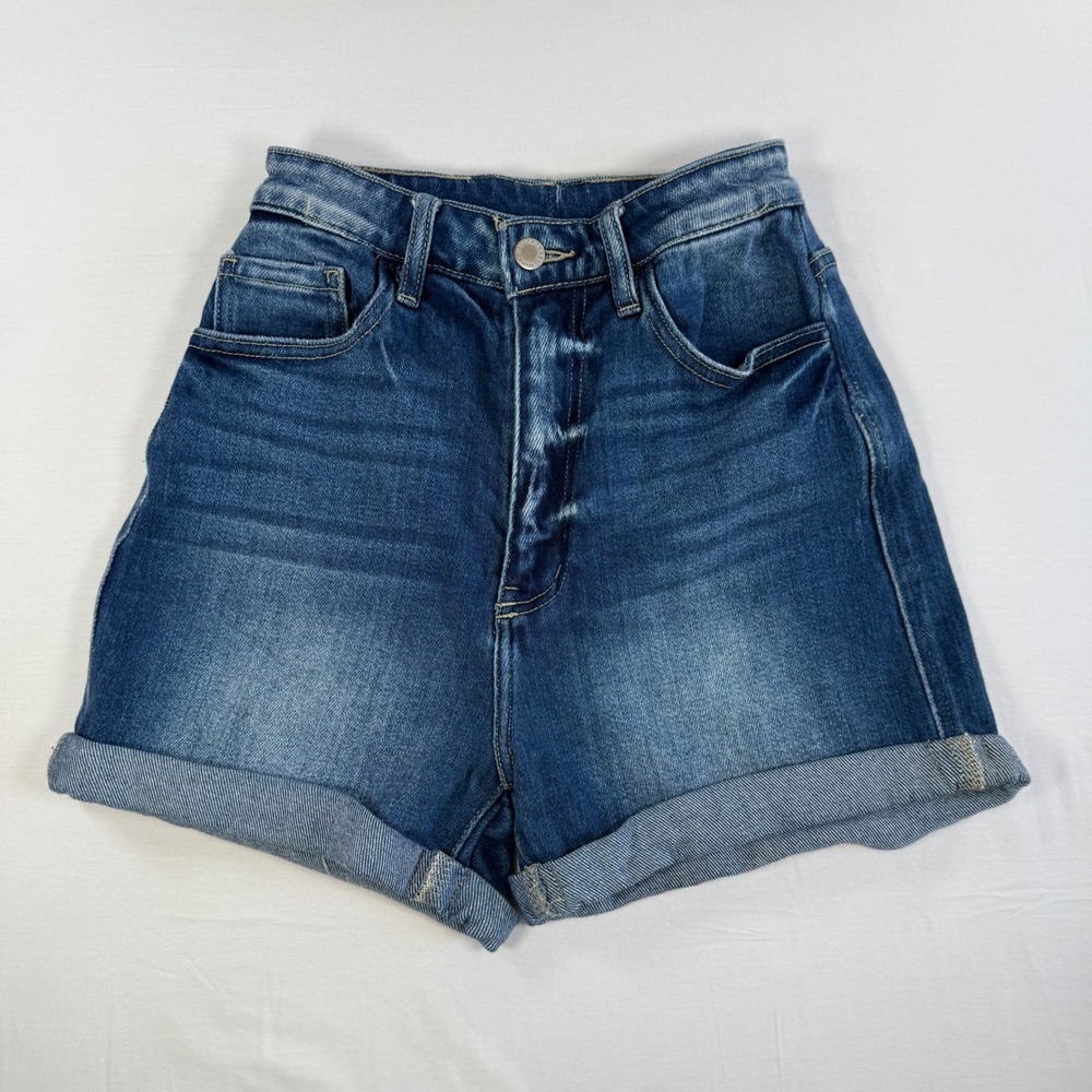 KanCan Signature High Rise Cuffed Denim Shorts‎ Medium Wash Size 25
